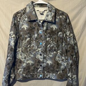 Doncaster Ladies Floral Design Snap Up Jacket Size 8